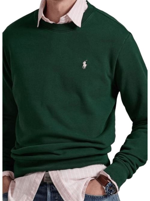 Felpa da uomo girocollo, color verde pino POLO RALPH LAUREN | 710916689033